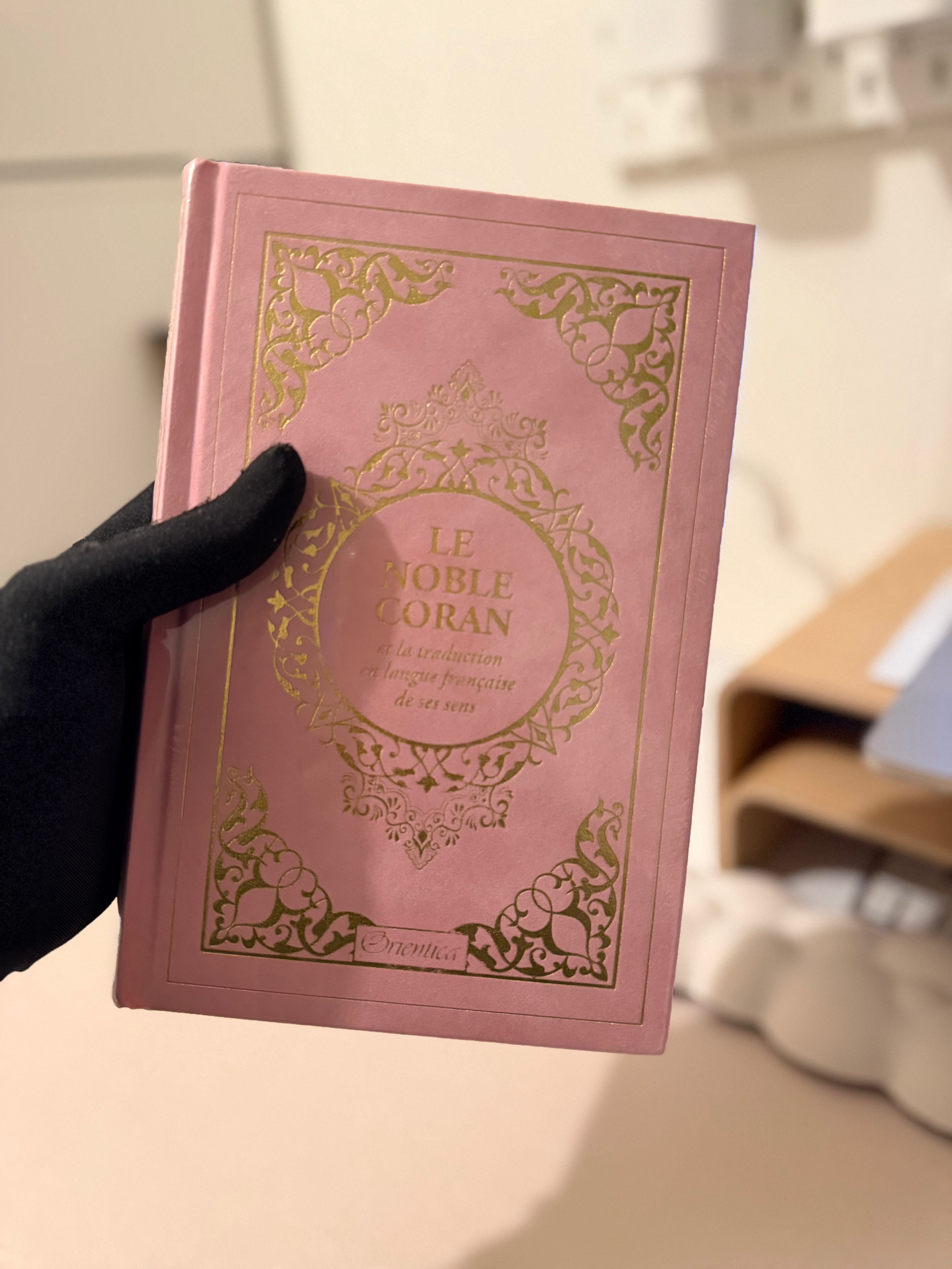 Coran Luxe – Arabe & Traduction Française | Edition Daim Rose clair