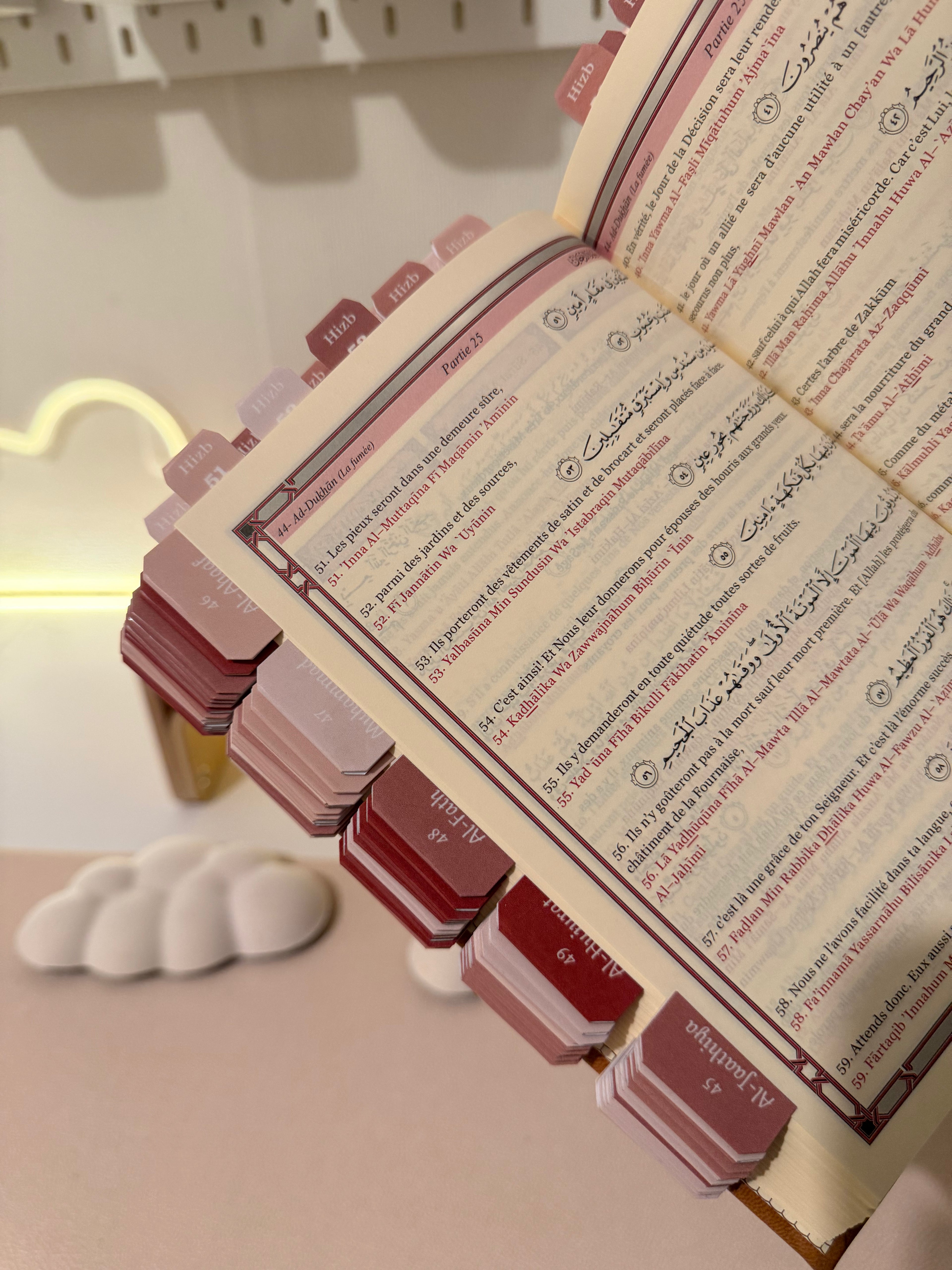 Coran & onglet sourate plastifiés - Francais arabe et phonétique