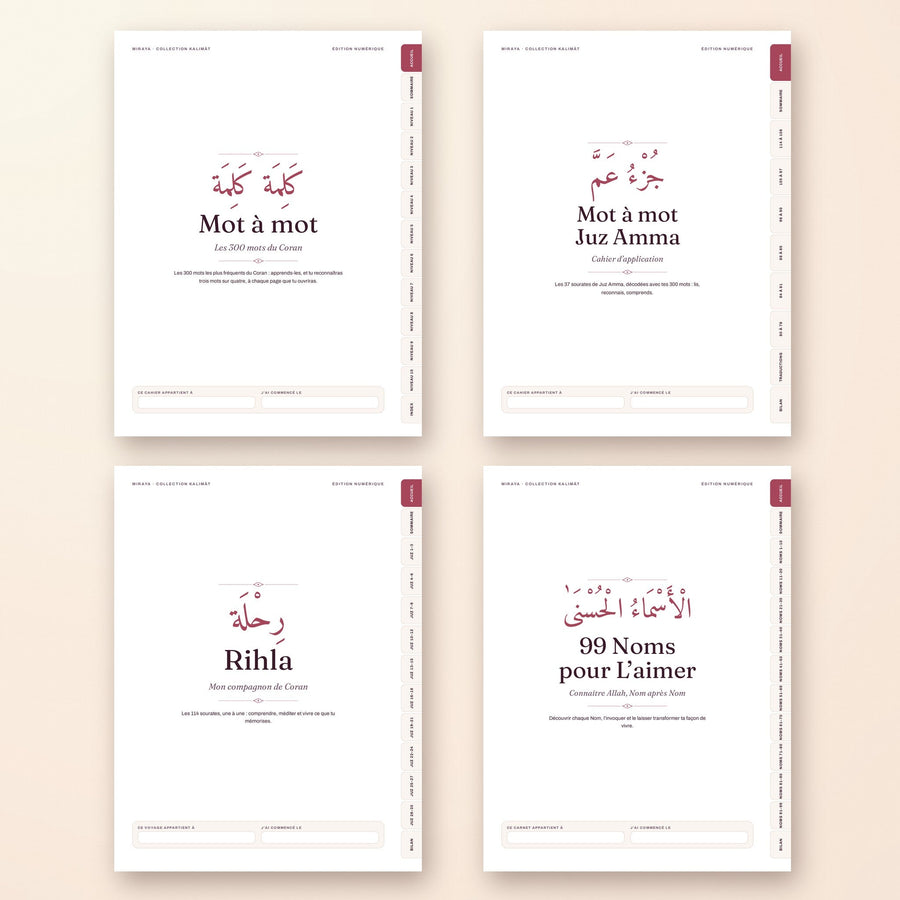 Application Kalimāt + les 4 cahiers d’étude - MIRAYA