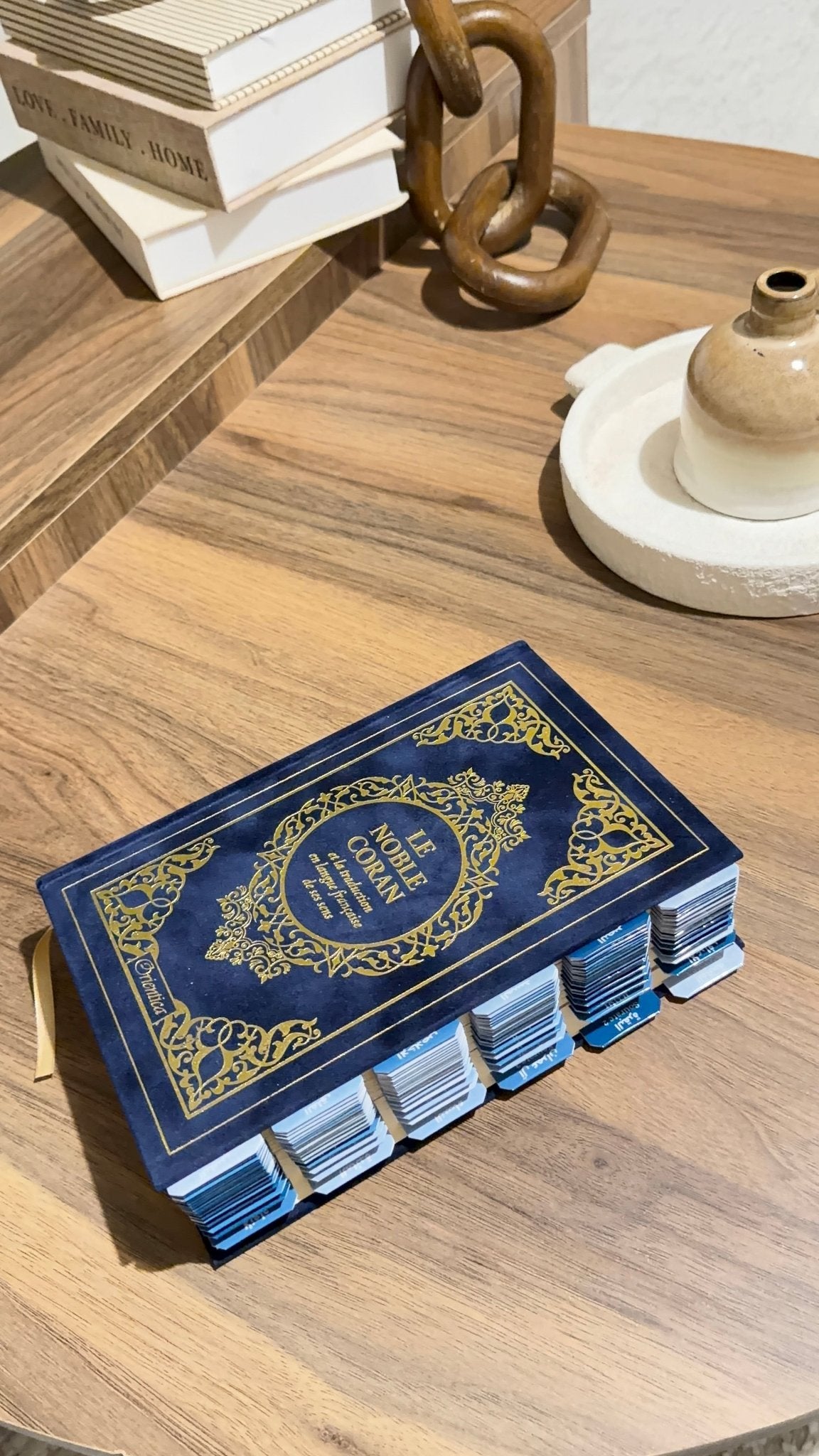 Coran bleu Français - arabe & onglet sourate plastifiés premium - MIRAYA