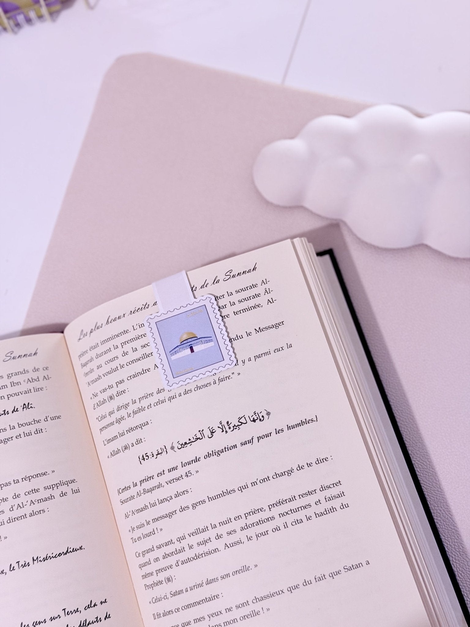 Livre ouvert avec marque page aimanté motif timbre Palestine