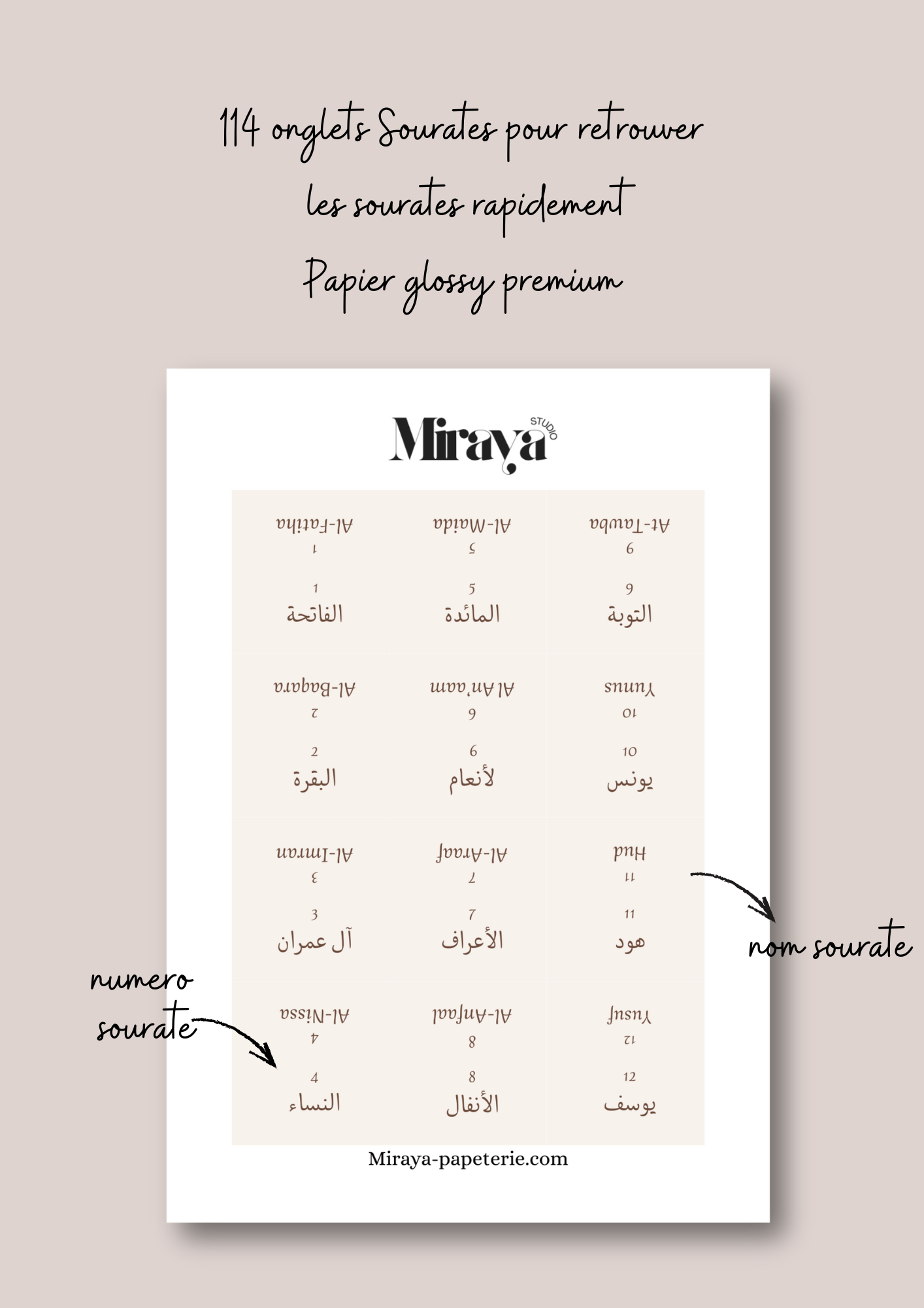 Onglets Coran Premium Miraya Creme - MIRAYA