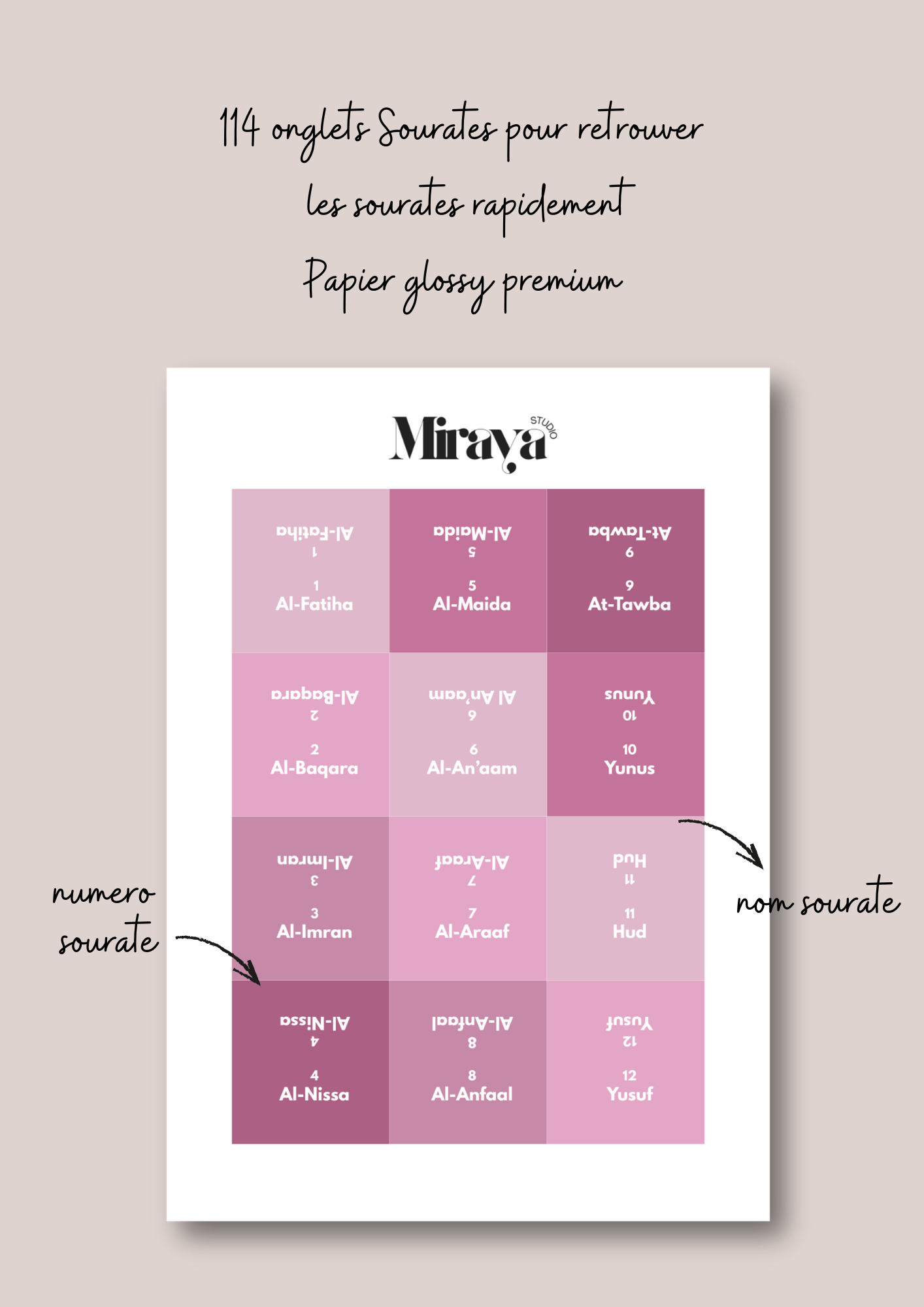 Onglets Coran Premium Miraya Rose - MIRAYA