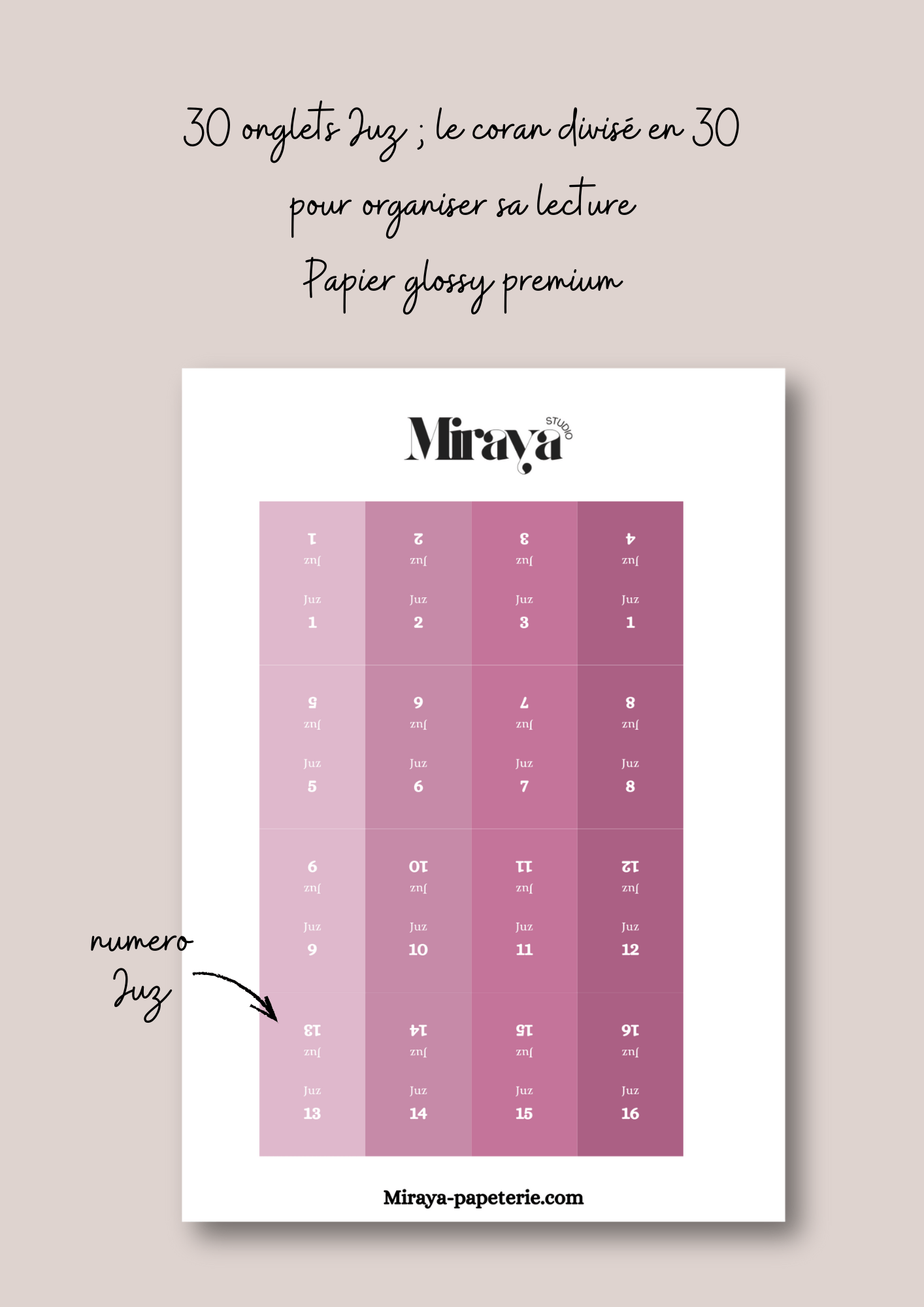 Onglets Coran Premium Miraya Rose - MIRAYA