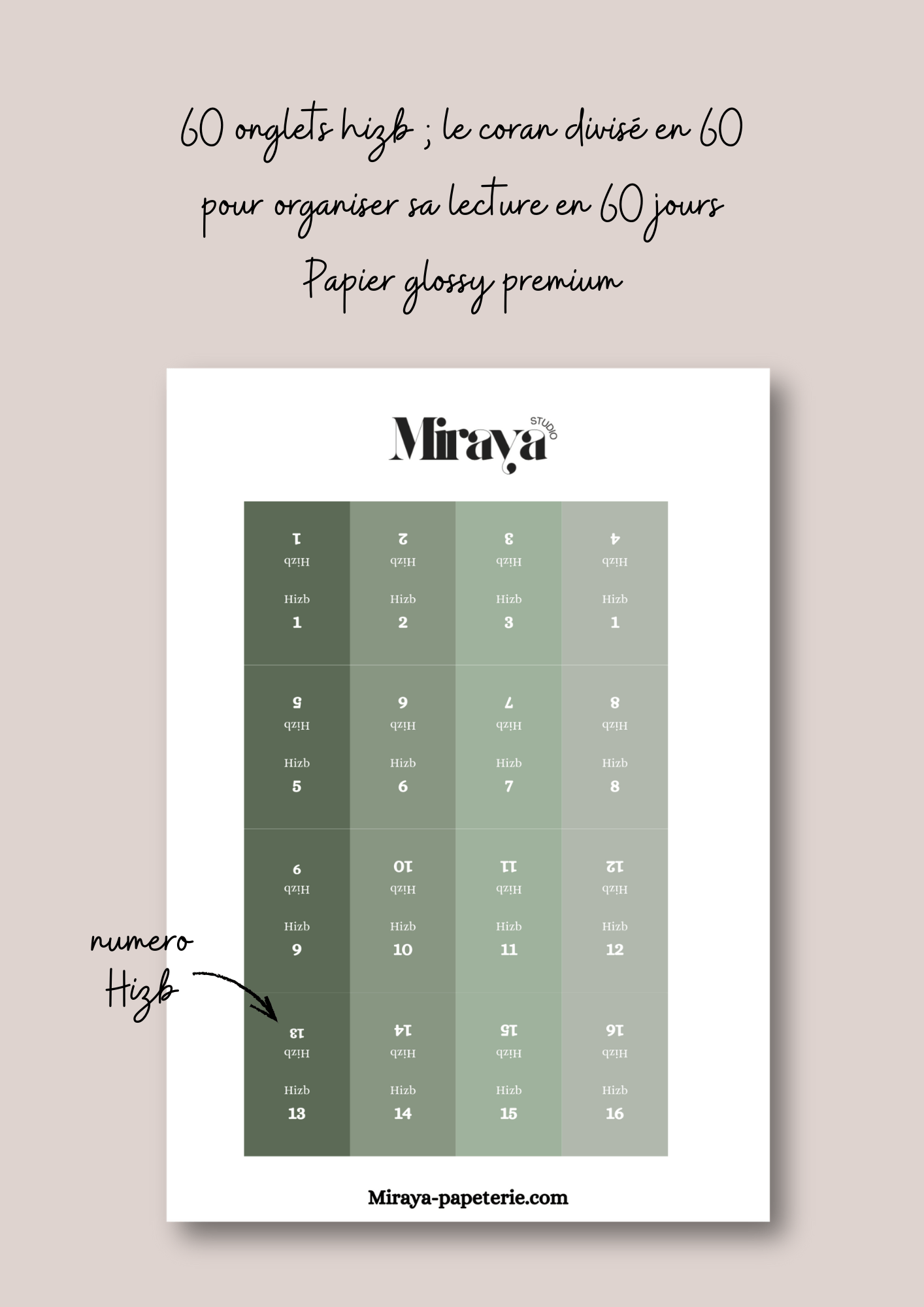 Onglets Coran Premium Miraya vert - MIRAYA