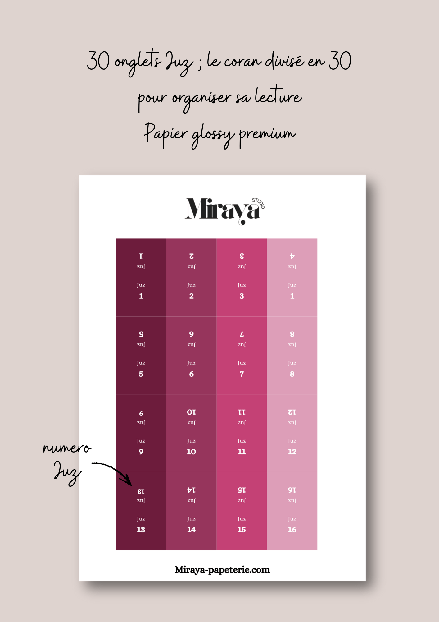 Onglets Juz Premium Miraya Burgundy - MIRAYA