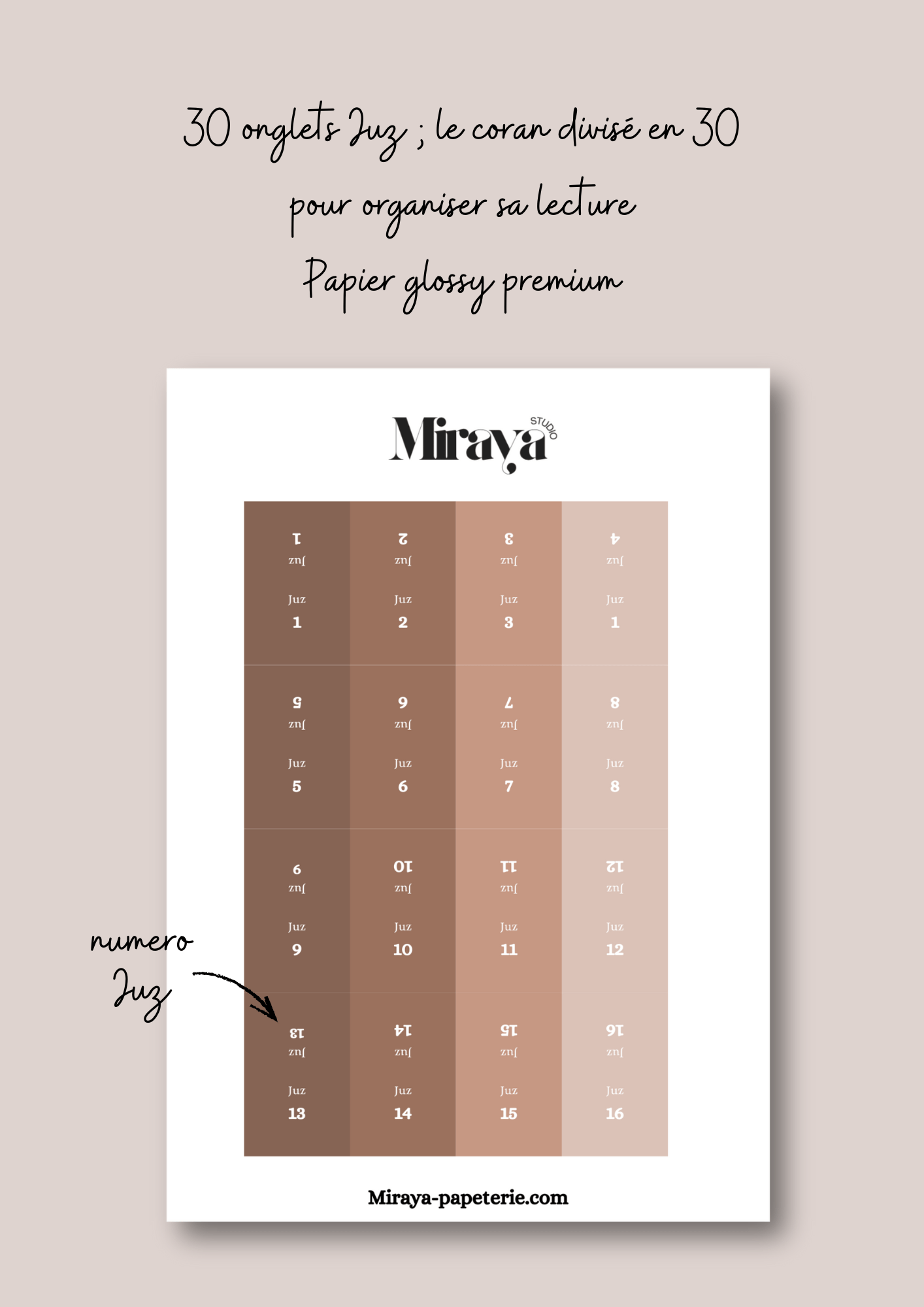 Onglets Juz Premium Miraya Marron - MIRAYA