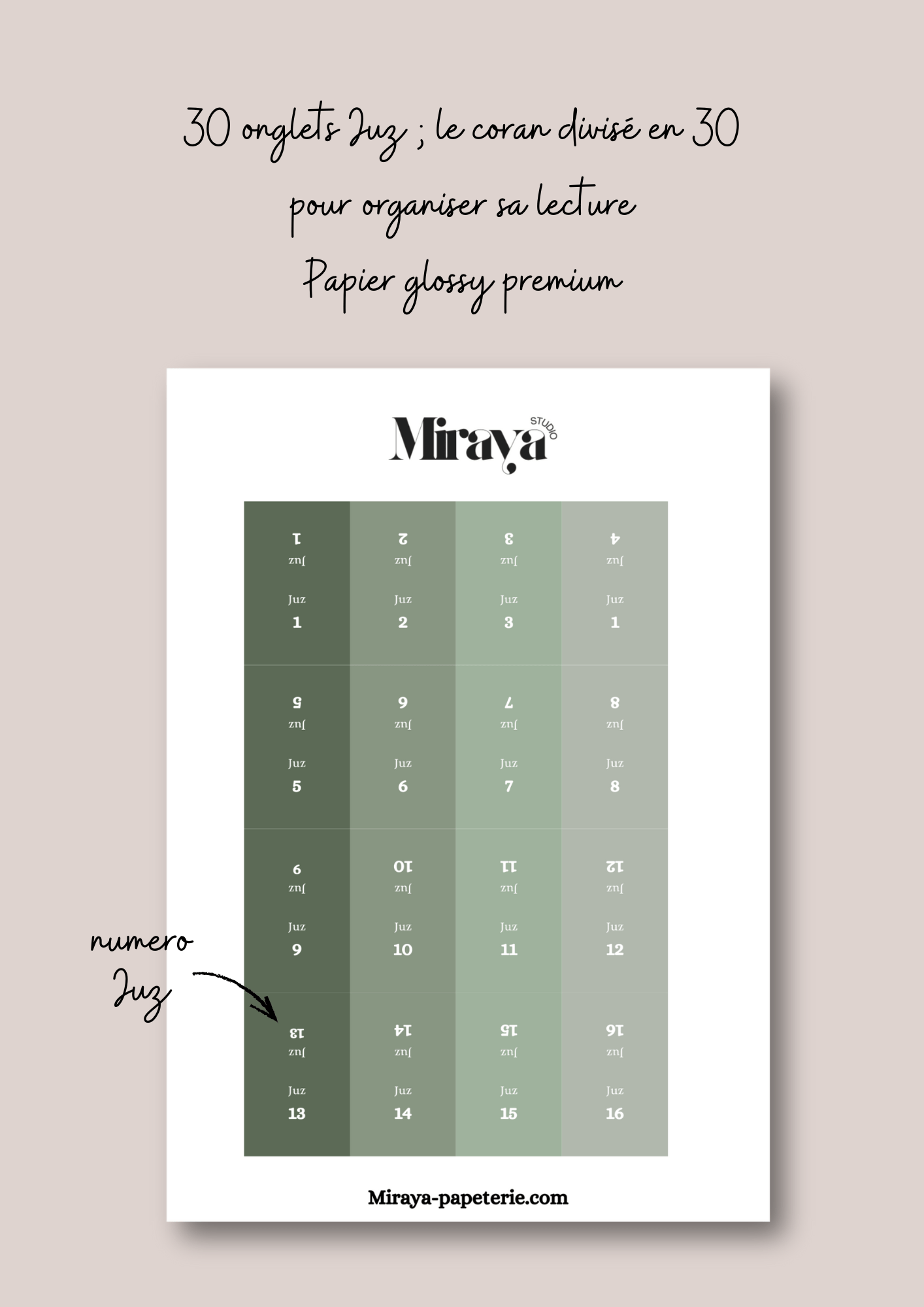 Onglets Juz Premium Miraya vert - MIRAYA